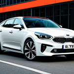 **

"A sporty Kia K5, fully clothed, showcasing its aggressive front grille and sharp lines, parked in a modern city setting, appropriate content, safe for work, perfect anatomy, natural proportions, family-friendly advertisement, professional car photography, high quality."

**