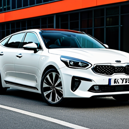 Home 4 **
"A sporty Kia K5, fully clothed, showcasing its aggressive front grille and sharp lines, parked in a modern city setting, appropriate content, safe for work, perfect anatomy, natural proportions, family-friendly advertisement, professional car photography, high quality."
**