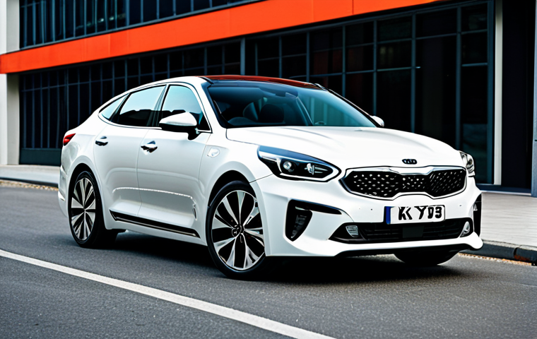 **

"A sporty Kia K5, fully clothed, showcasing its aggressive front grille and sharp lines, parked in a modern city setting, appropriate content, safe for work, perfect anatomy, natural proportions, family-friendly advertisement, professional car photography, high quality."

**